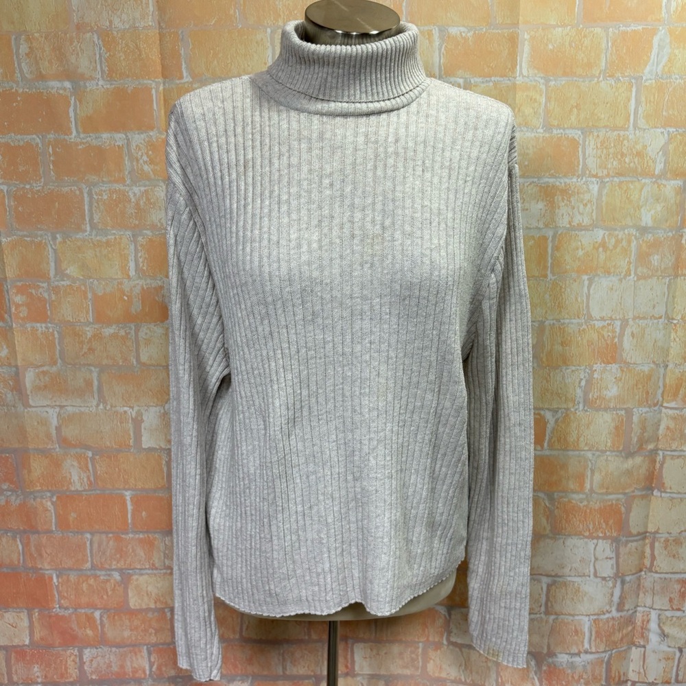 Pierre Cardin Heathered Oatmeal Ribbed Turtleneck‎ Sweater